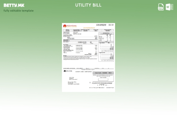 Модерен стил на САД Мичиген гас Шаблон верзија на сметки за комунални услуги